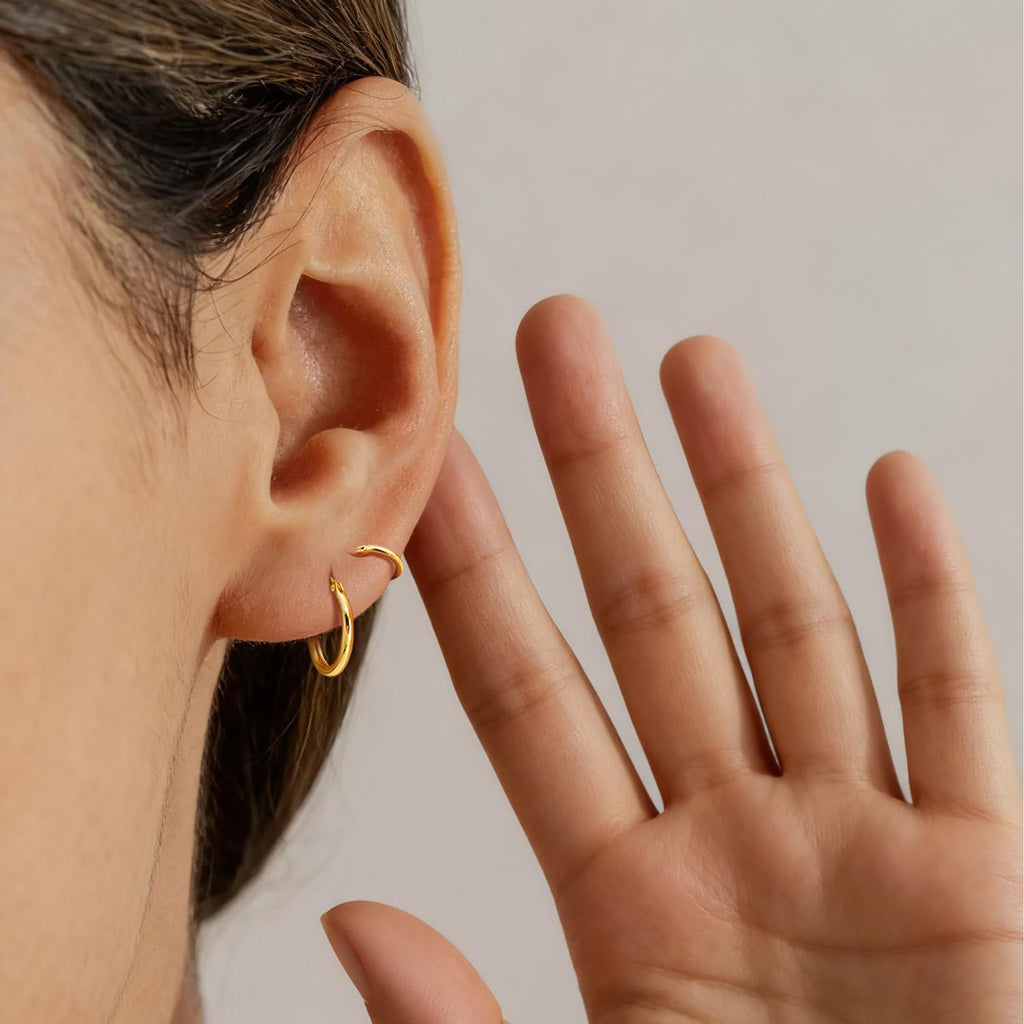 14K Gold Hoop Earrings for Women Timeless Lightweight Round Tube Comfort Fit Earrings