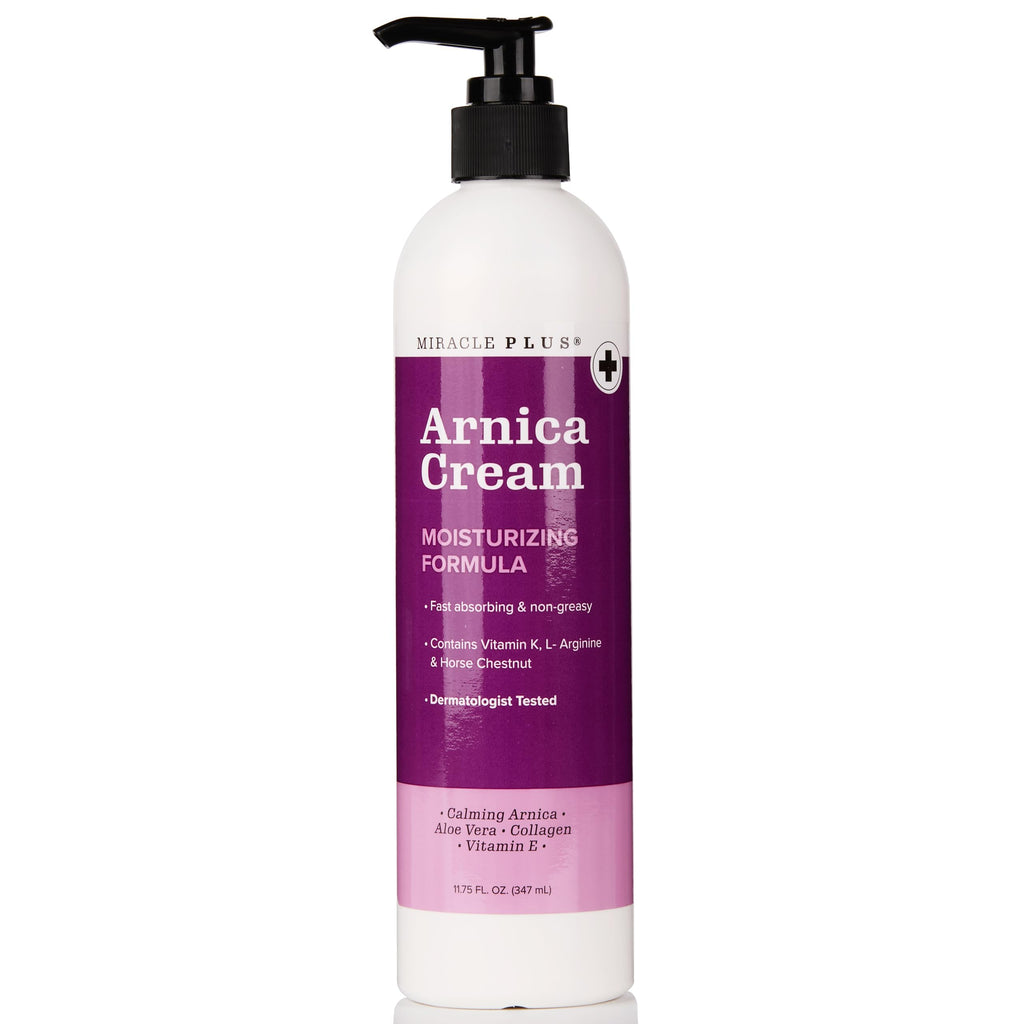Miracle Plus Arnica Cream Bruise Relief Lotion For Bruising | Arnica Montana Extra Strength Vitamin K Cream | Moisturizing Formula Skin Care Gel With Horse Chestnut, Large 11.75 Fl Oz