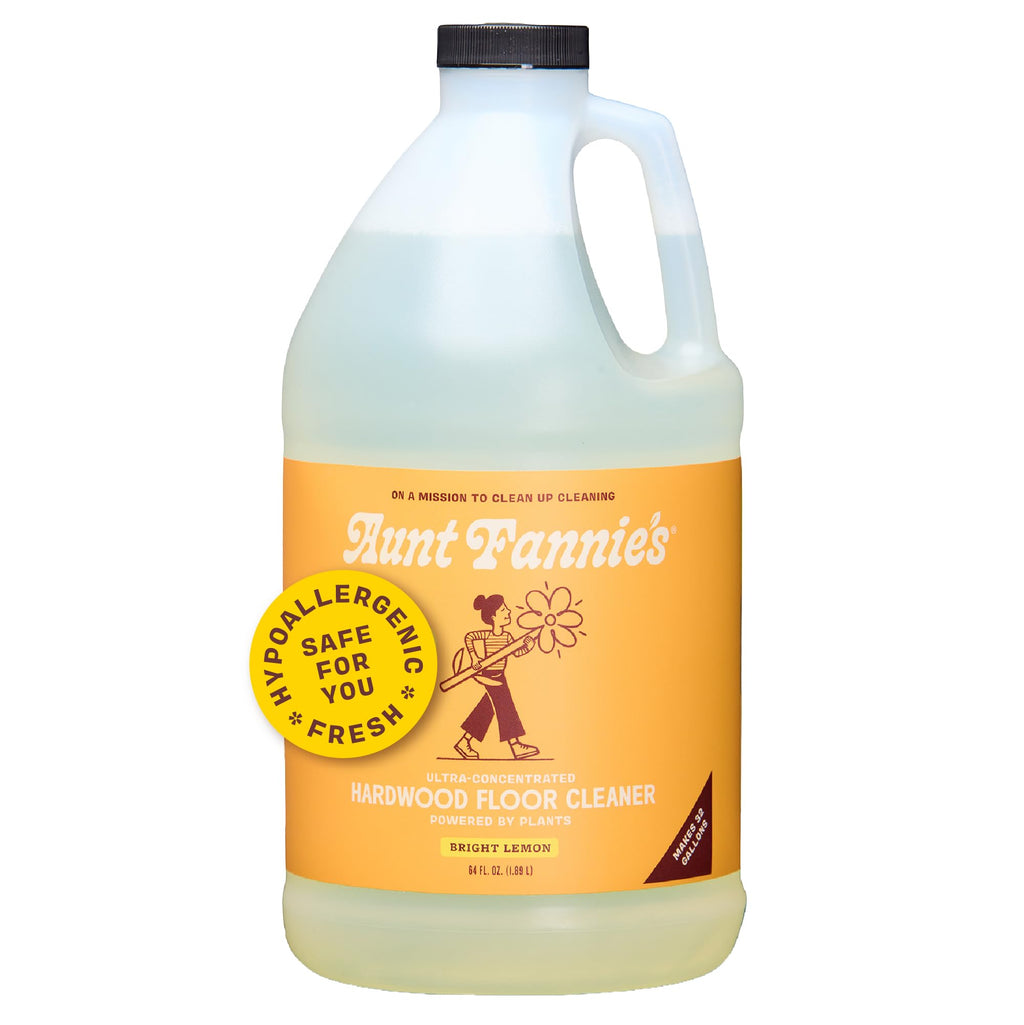 Aunt Fannie's Ultra Concentrated Hardwood Floor Cleaner, Vinegar-Free Plant Based Hardwood Floor Cleaner for Mopping, Bright Lemon Scent, 64 oz. (Pack of 1)