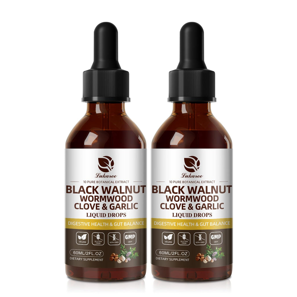 Lukaree Wormwood Black Walnut Clove Cleanse for Humans Tincture – Rapid Gut Detox & Digestive Health with Garlic Pumpkin Seeds Soursop Oregano, 10:1 Ultra-Concentrated Liposomal Tech 98% Absorption