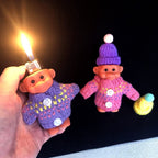 2 Pack Cute Troll Dolls Lighter Case Silicone Funny Mini Dolls Lighter Sleeve with Sweater &Hat for 3.2in Regular Lighter (Lighter not Included) (Purple & Pink)