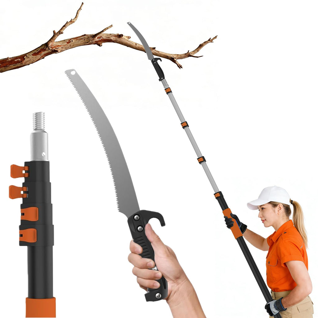 AgiiMan 26FT Reach Pole Saws for Tree Trimming, Pole Saw with 5-20FT Telescoping Extension Pole, Pruning Saw with 19" 3X Detachable Saw, Non-Slip Handle, Tree Trimmer for Garden Palms Shrubs
