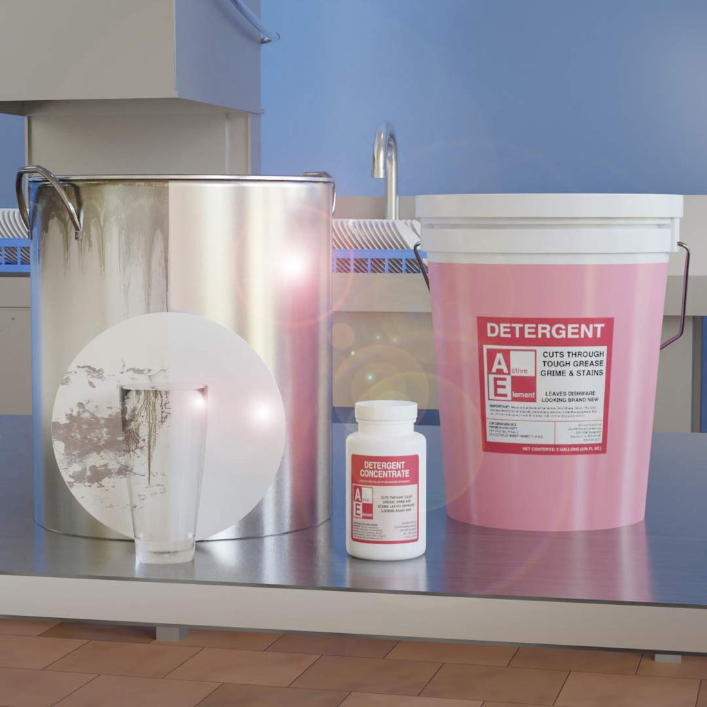 Active Element Commercial Dishwasher Detergent - Makes One 5 Gallon Pail - Industrial Dish Detergent - For High and Low Temp Dishwasher Machine