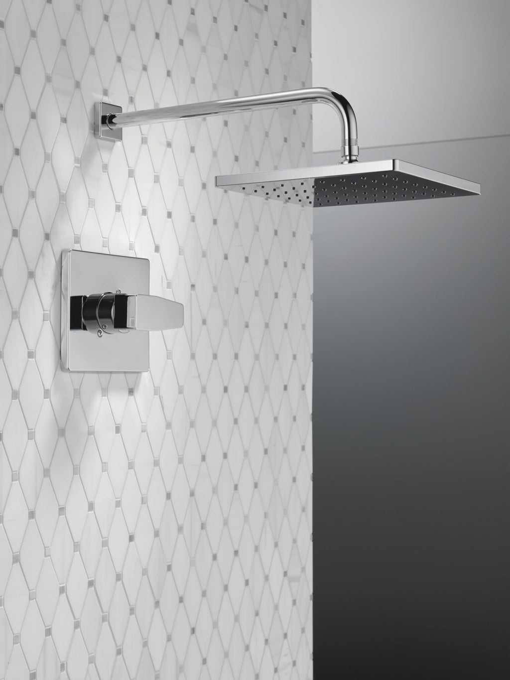 Delta Modern 14 Series Square Rain Shower Faucet Set, Chrome Shower Head and Handle Set, Valve Trim Kit, Chrome T14268-PP (Valve Not Included)