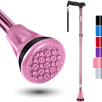 REHAND Walking Cane - Foldable, Adjustable, Collapsible Walking Canes for Men & Women, Heavy Duty All Terrain Tip, with Travel Bag | Walking Sticks for Seniors & Adults [Pink]
