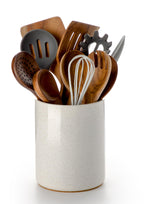 Nucookery Ceramic Kitchen Utensil Holder for Countertop Organizer 6.4" Sand