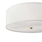 Globe Electric 2-Light Flush Mount Ceiling Light, Matte Brass Finish, White Linen Shade, E26 Base, Dimmable, Minimalist Home Lighting, 60998