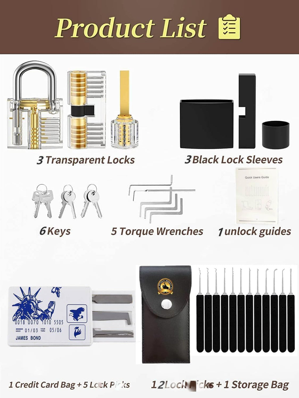 Pick 1-9/16" Wide Long Shackle Keyed Alike Padlocks Set, Heavy Duty Waterproof Laminated Steel Anti-Rust Locks, Multi-Purpose Picking Outdoor Security Lock Kit for Gate, Toolbox & Storage Unit