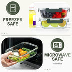 KOMUEE 10 Packs 30 oz Glass Meal Prep Containers with Lids