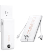 VEEKTOMX Portable Charger with Built-in Cables and AC Wall Plug, 10000mAh