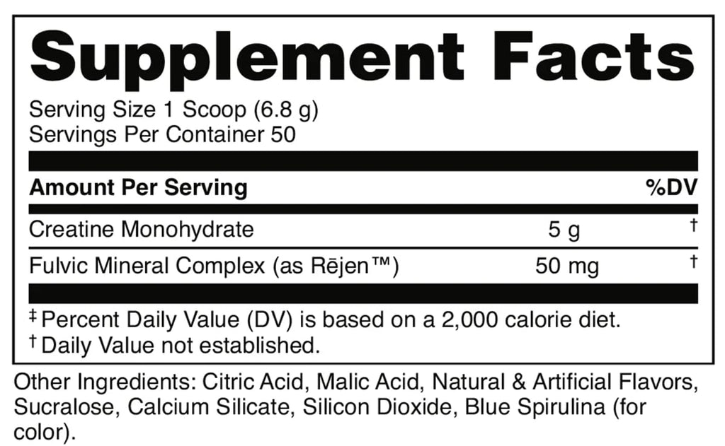 Bucked Up Blue Rasberry Creatine for Women and Men - Easy to Mix Vegetarian - Flavored Creatine Monohydrate Powder - Made in USA - 5G Per Serving - 50 Servings - 250 Grams Per Container