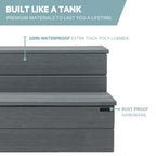 DENKOE Hot Tub Steps with Storage - Waterproof, Non-Slip & No Maintenance - Multi Angle Access - Ideal for Spa Steps, Hot Tub Stairs - Gray Spa Step for Outdoor