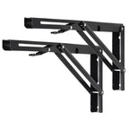 YUMORE Folding Shelf Brackets, 14 Inch Heavy Duty Collapsible Shelf Bracket, Black DIY L Bracket for Workbench Folding Table Hinge, Max Load: 330lb, 2 Pack