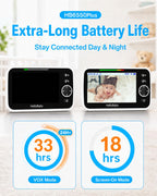 HelloBaby 6" No WiFi Video Baby Monitor with Camera Audio, 33H Battery