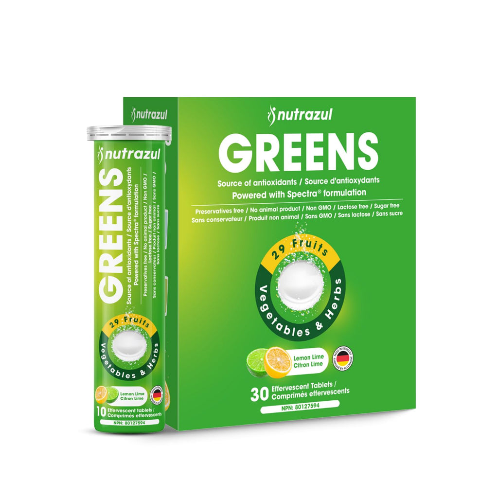 nutrazul Greens Effervescent Tablets - Daily Super Greens Supplement with 29 Superfoods - Antioxidant & Immune Support - Lemon Lime Flavor - Non-GMO - 30 Tablets