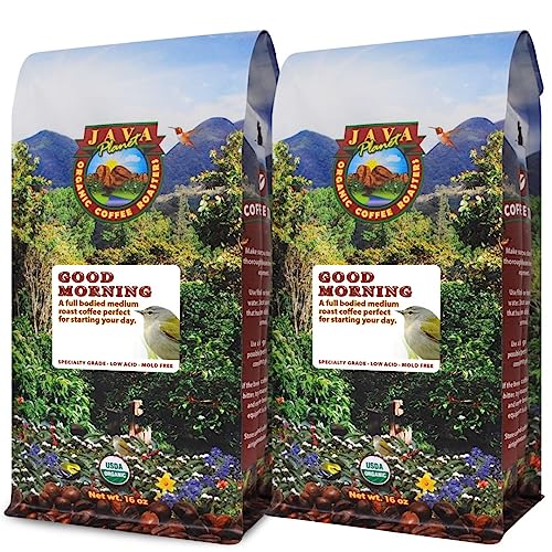 Java Planet Organic, Good Morning Blend Medium Roast, Smooth Full Flavored Organic Coffee Beans, Low Acid, Whole Bean Coffee Two 1LB Bags