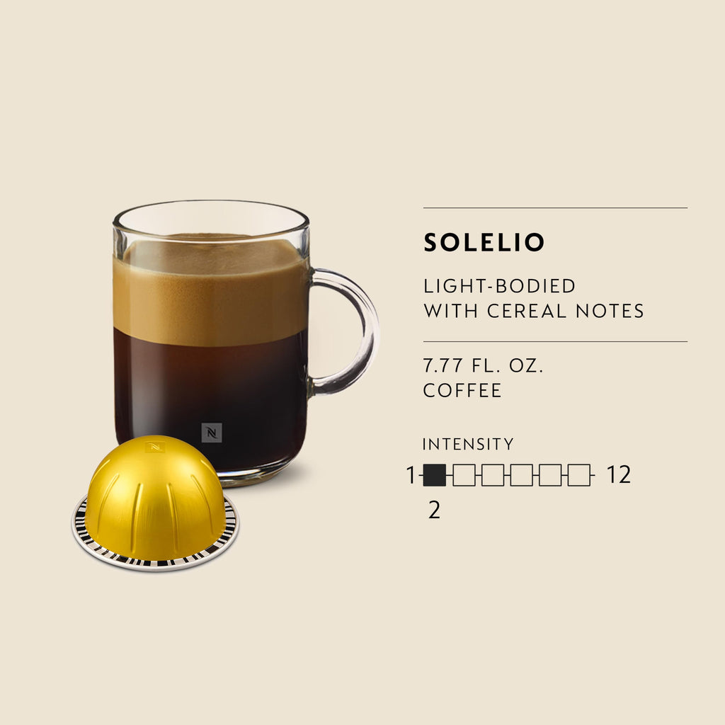 Nespresso Vertuo, Solelio, Mild Roast, 30-Count Coffee Pods