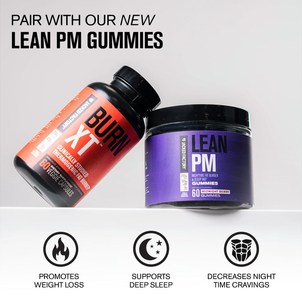 Jacked Factory Burn-XT Clinically Studied Fat Burner & Weight Loss Supplement - Appetite Suppressant & Energy Booster - with Acetyl L-Carnitine, Green Tea Extract and More - 120 Natural Diet Pills