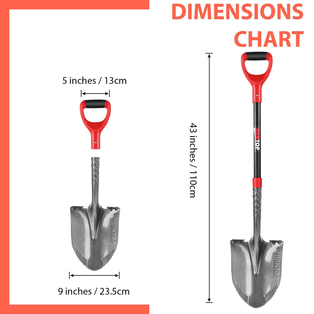 HANTOP Sharp Sawtooth Blade Round Garden Shovel Spade for Digging