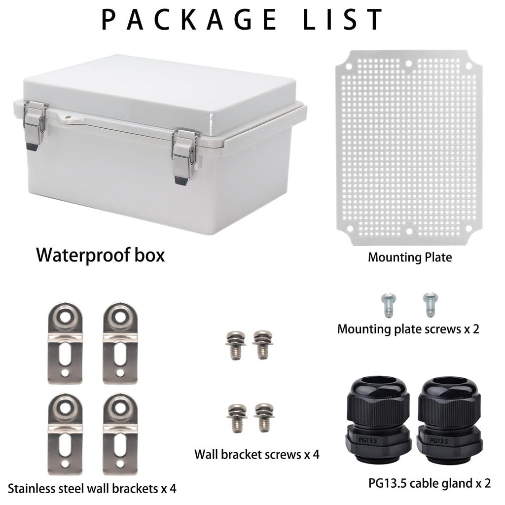 YETLEBOX Outdoor Waterproof Electrical Box Junction Box Weatherproof IP67 ABS Plastic Enclosure Switch Router Project Box Electronics DIY Enclosure With Mounting Plate Wall Bracket Grey 8.6"x6.6"x4.3"