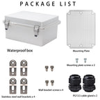 YETLEBOX Outdoor Waterproof Electrical Box Junction Box Weatherproof IP67 ABS Plastic Enclosure Switch Router Project Box Electronics DIY Enclosure With Mounting Plate Wall Bracket Grey 8.6"x6.6"x4.3"