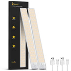 Under Cabinet Lighting - 14.7" Motion Sensor Light Indoor, Magnetic Wireless Closet Lights, Dimmable Led Night Light, Rechargeable Under Counter Lights for Kitchen, Bedroom, Stair, 2 Pack