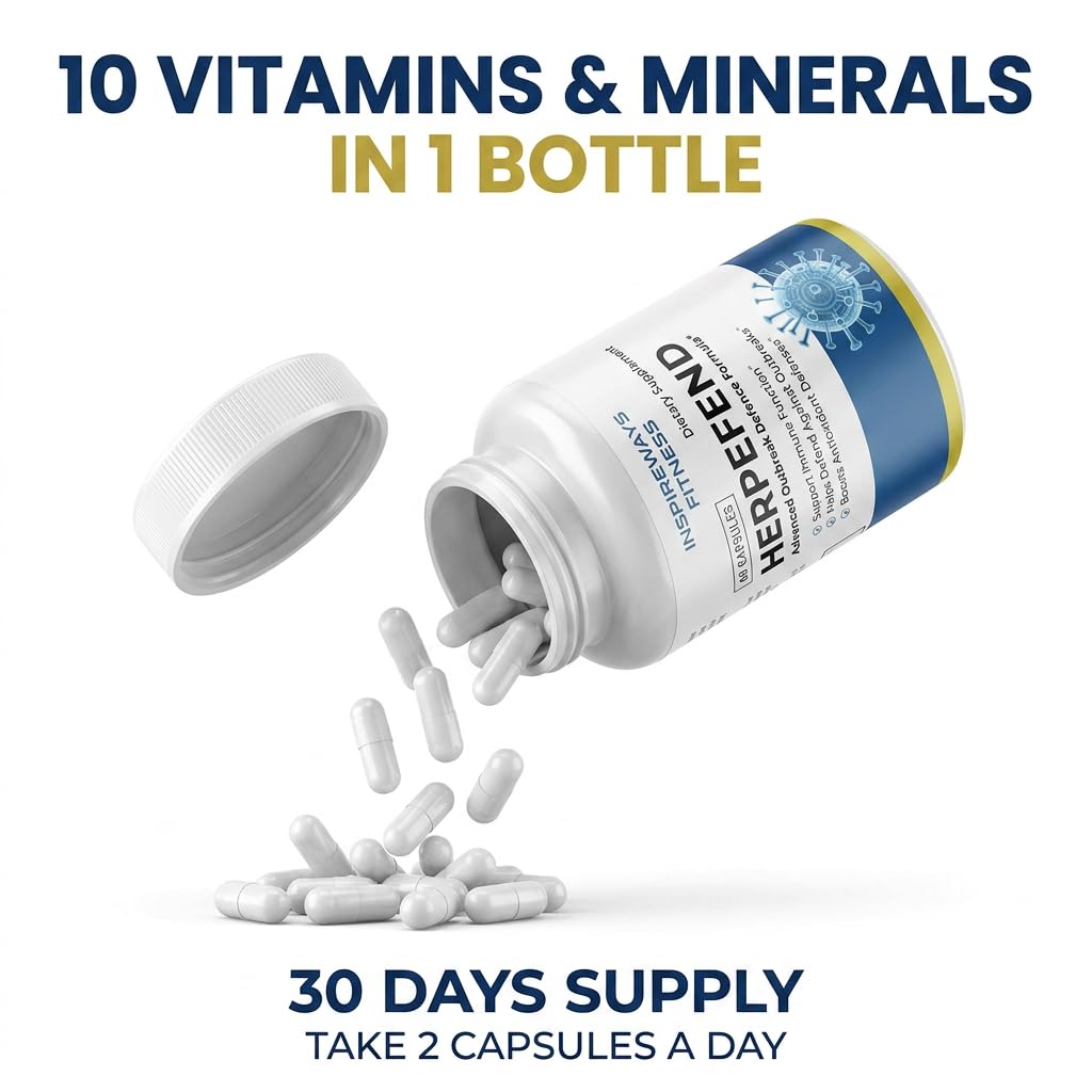 Fitness InspireWays Herpefend Ultra Strength Advanced Daily Immune Support Formula (60 Capsules)