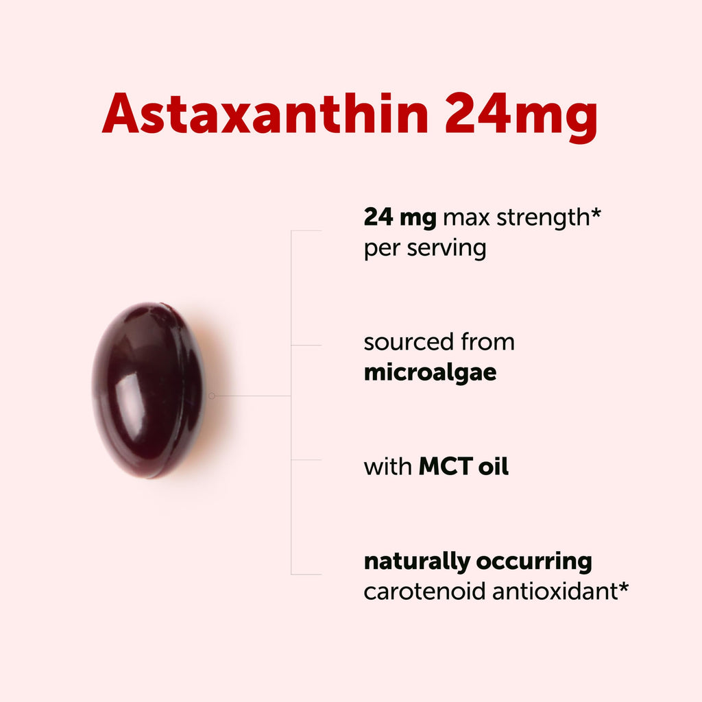 Micro Ingredients Astaxanthin 24mg with MCT Oil, 90 Softgels | Max Strength Astaxanthin Antioxidant Supplements* | Fresh Microalgae Source | Non-GMO, Gluten Free, No Soy
