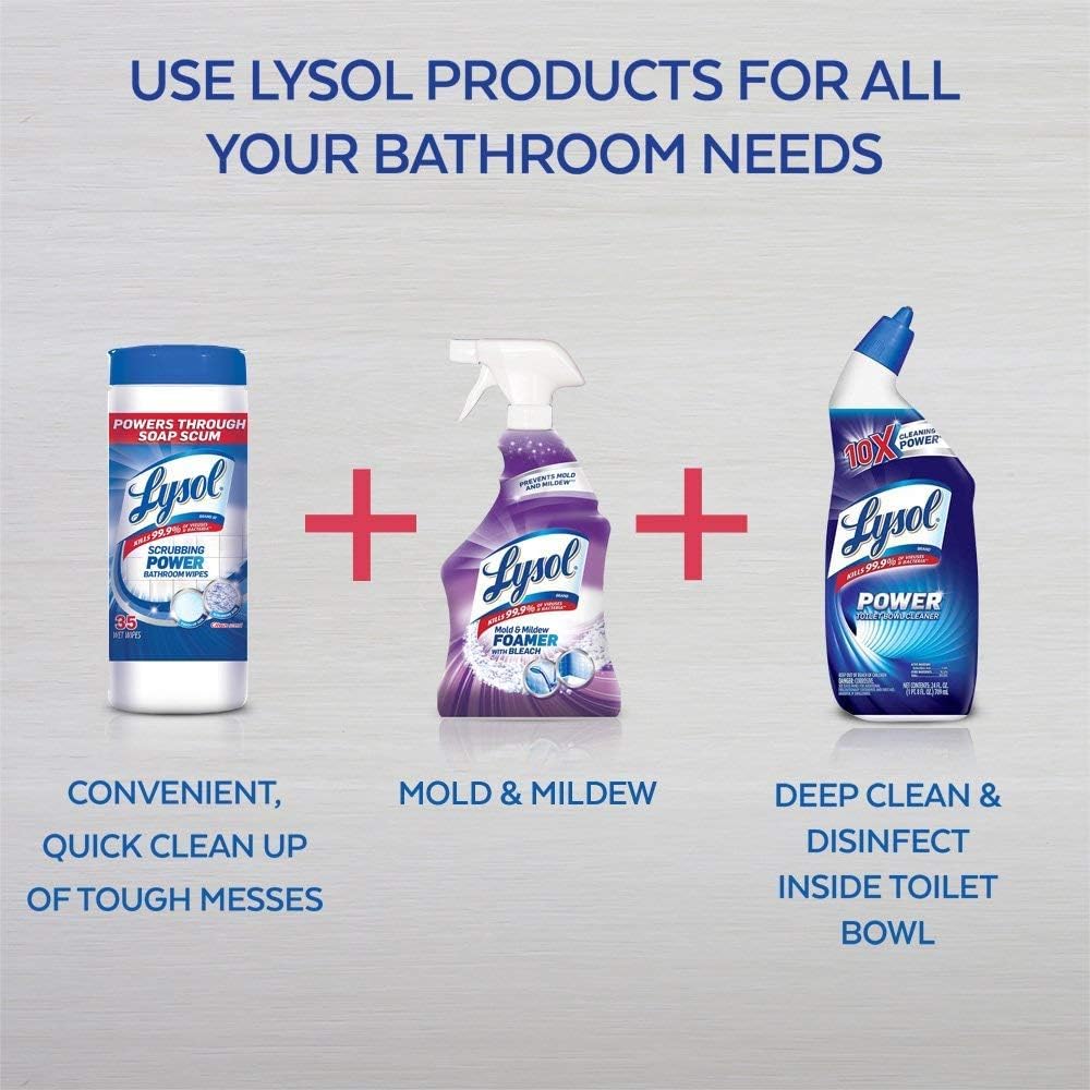 Lysol Mold and Mildew Remover, 2 Pack Bathroom Cleaner Spray, Whitens and Removes Soap Scum and Stains on Tiles, Grout, Bathtubs, Toilets, Sinks, 32 oz. Each