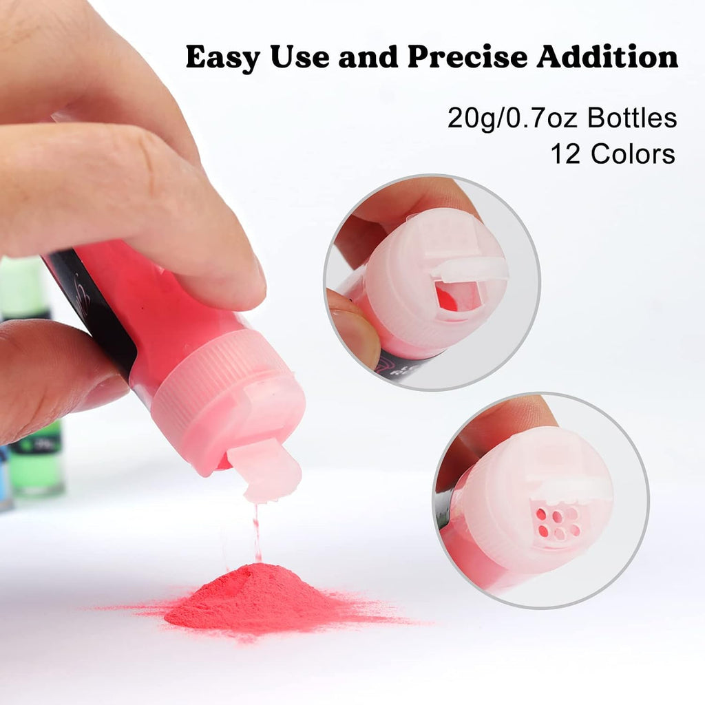 LET'S RESIN 12 Colors Glow in The Dark Pigment Powder for Resin - 20g/Jar
