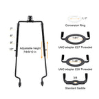 Mornajina 2Packs 7 8 9 10 inch Lamp Shade Harp Holder, Adjustable Lamp Harps and Finals, Fit both Standard Lamp Rod and E26 E27 Light Base UNO Fitter Adapter Converter Finial Set (Black)