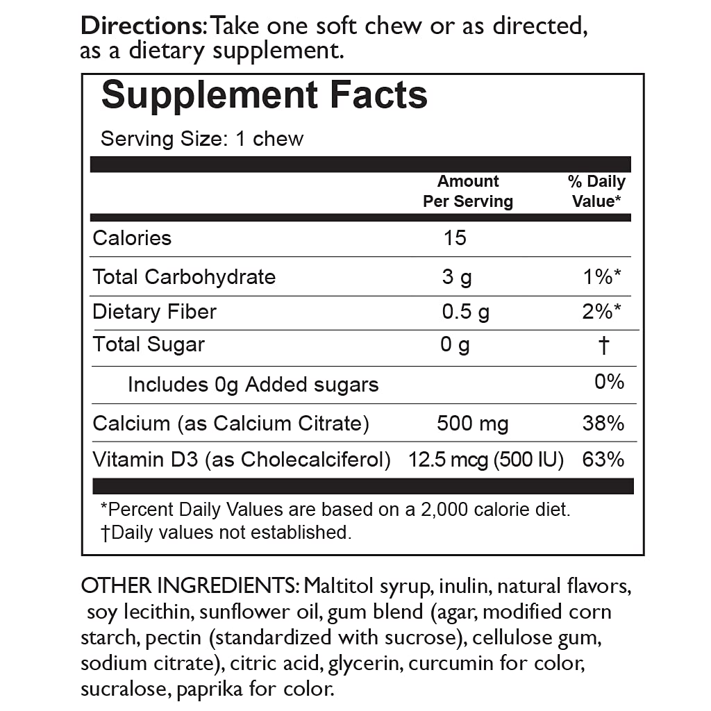Celebrate Vitamins Bariatric 500mg Calcium Citrate Soft Chews with 500 IU Vitamin D3 – Essential for Gastric Bypass Patients & Bone Health - Sugar & Gluten Free, Lemon (90 Chews)