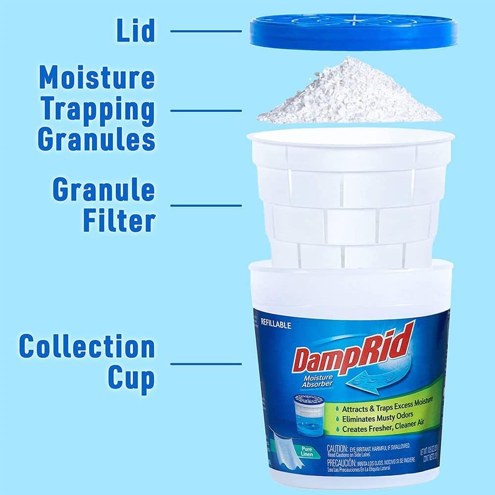 DampRid Hi-Capacity Moisture Absorber Damp Rid Bucket - 3 Pack (2 lb. each) Fragrance Free, Fresh Scent, Lavender Vanilla - Attracts & Traps Excess Moisture. Packed By ILIOS