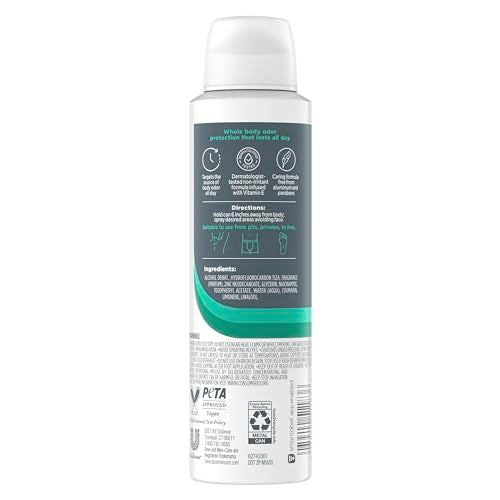 Dove Men+Care Whole Body Deo Aluminum-Free Deodorant Spray Aloe + Bamboo Suitable from Pits, Privates, to Feet 4 oz