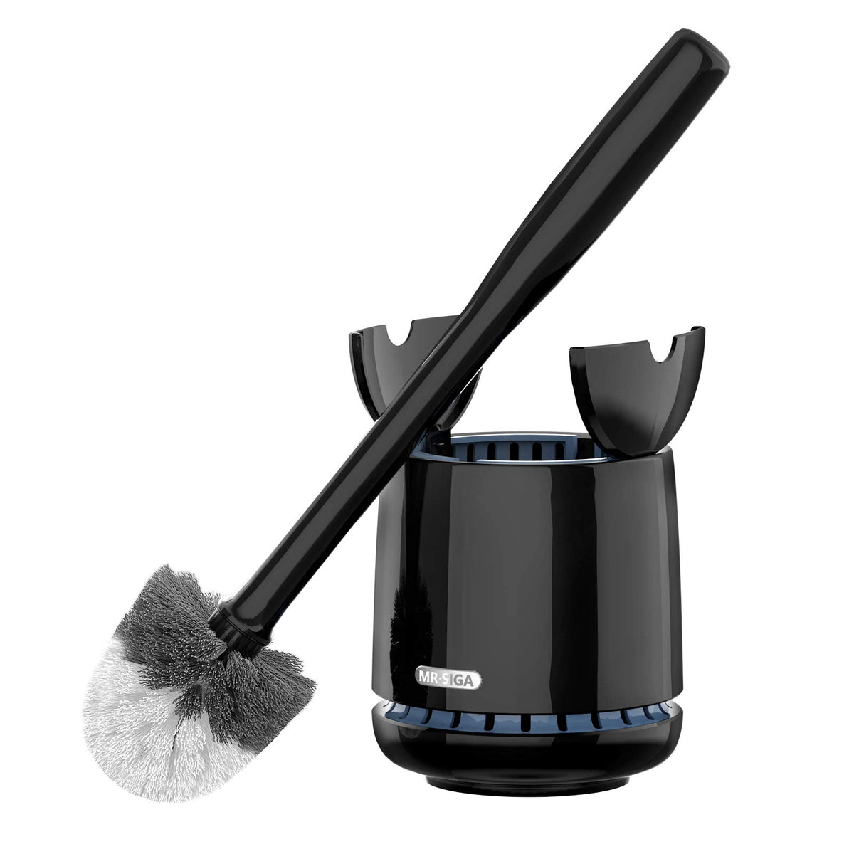MR.SIGA Toilet Bowl Brush and Holder, Sturdy Long Handle, Black, 1 Pack
