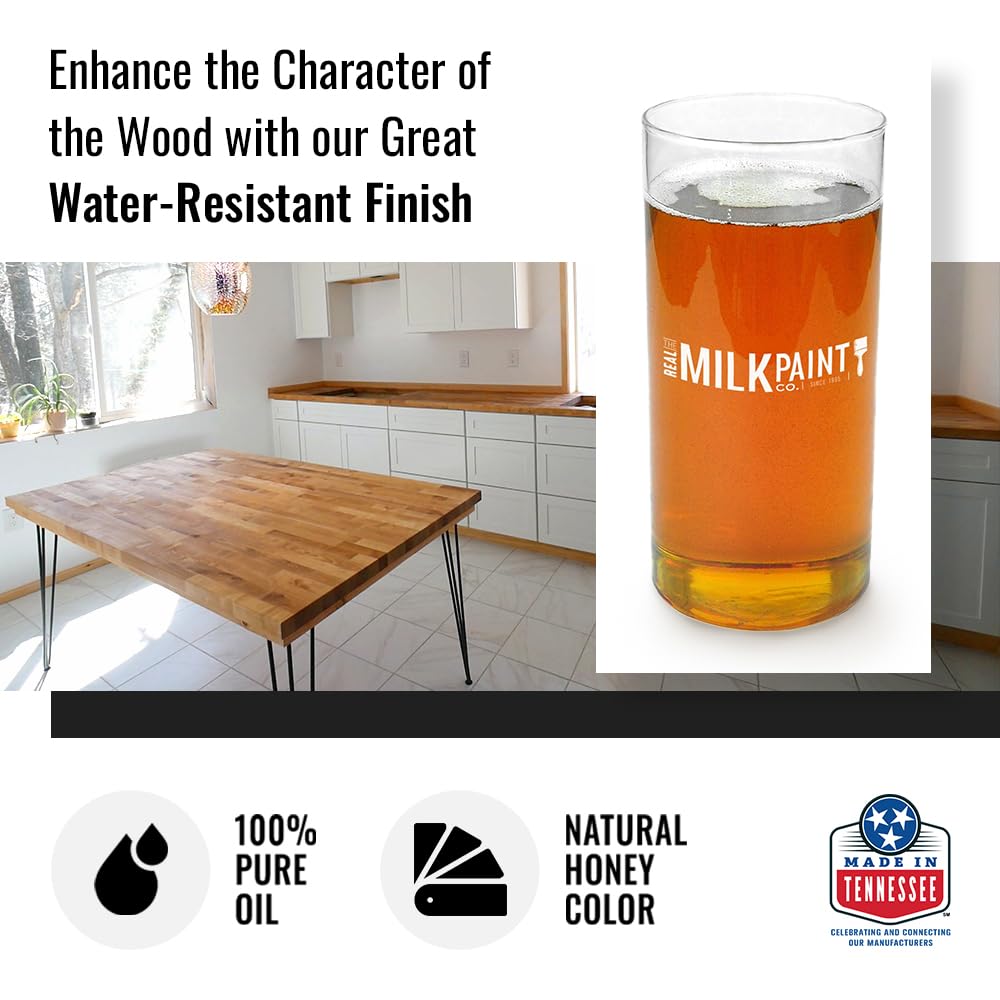 Real Milk Paint, Pure Tung Oil for Wood Finishing, Cutting Boards, Outdoor Furniture, Butcher Blocks, Wood Flooring, Food Grade, Waterproof, 16 oz