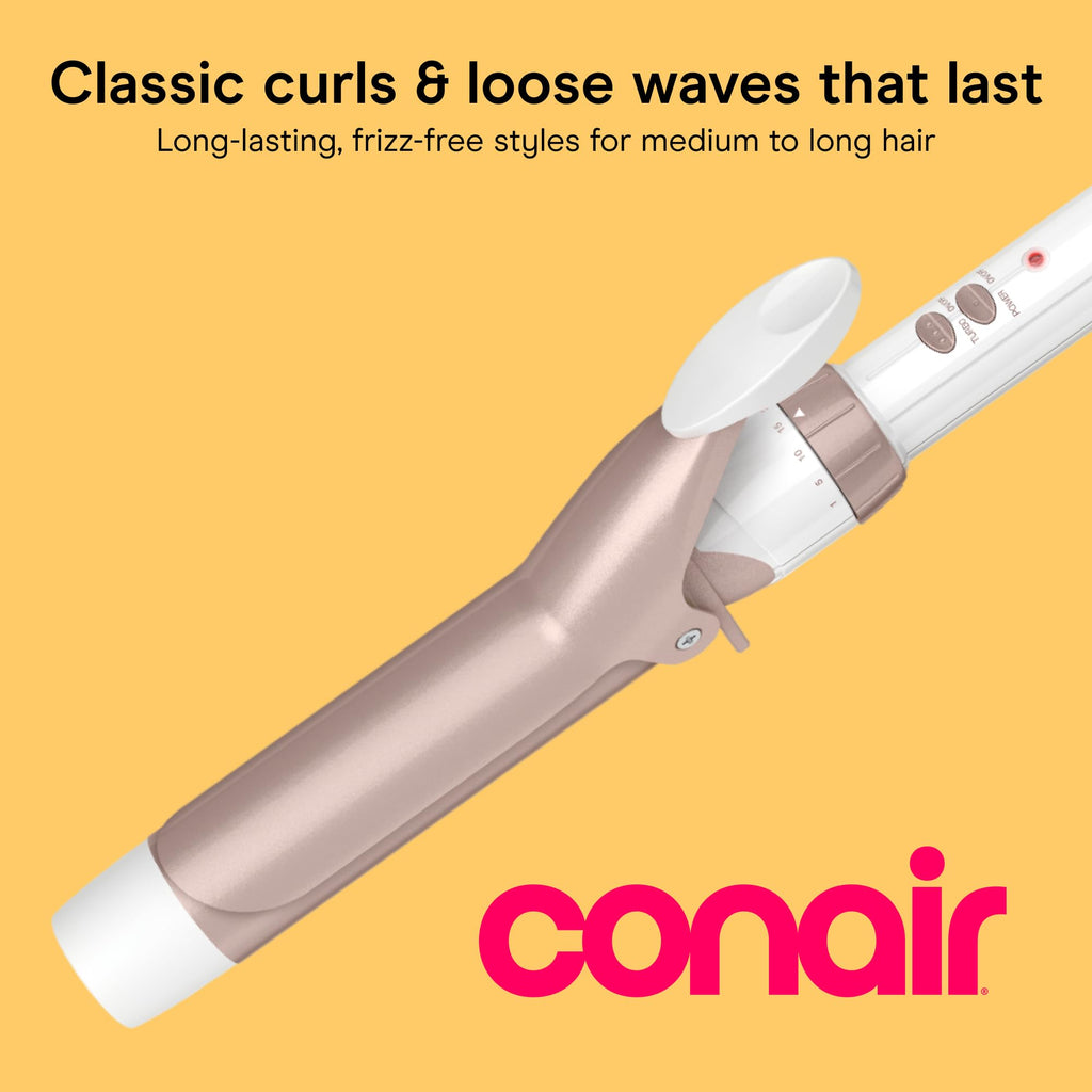 Conair Curling Iron, Double Ceramic, 1 1/4-in. Barrel, White/Rose Gold