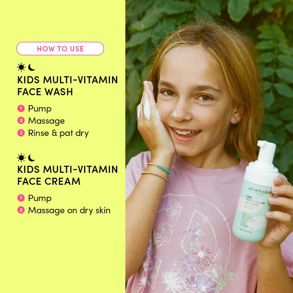 Evereden Kids Happy Face Duo (Melon Juice) - Multi-Vitamin Face Wash & Face Cream Set - Clean & Vegan Skin Care for Kids 3+ - Moisturizing, Nourishing, & Protective Skin Care Set