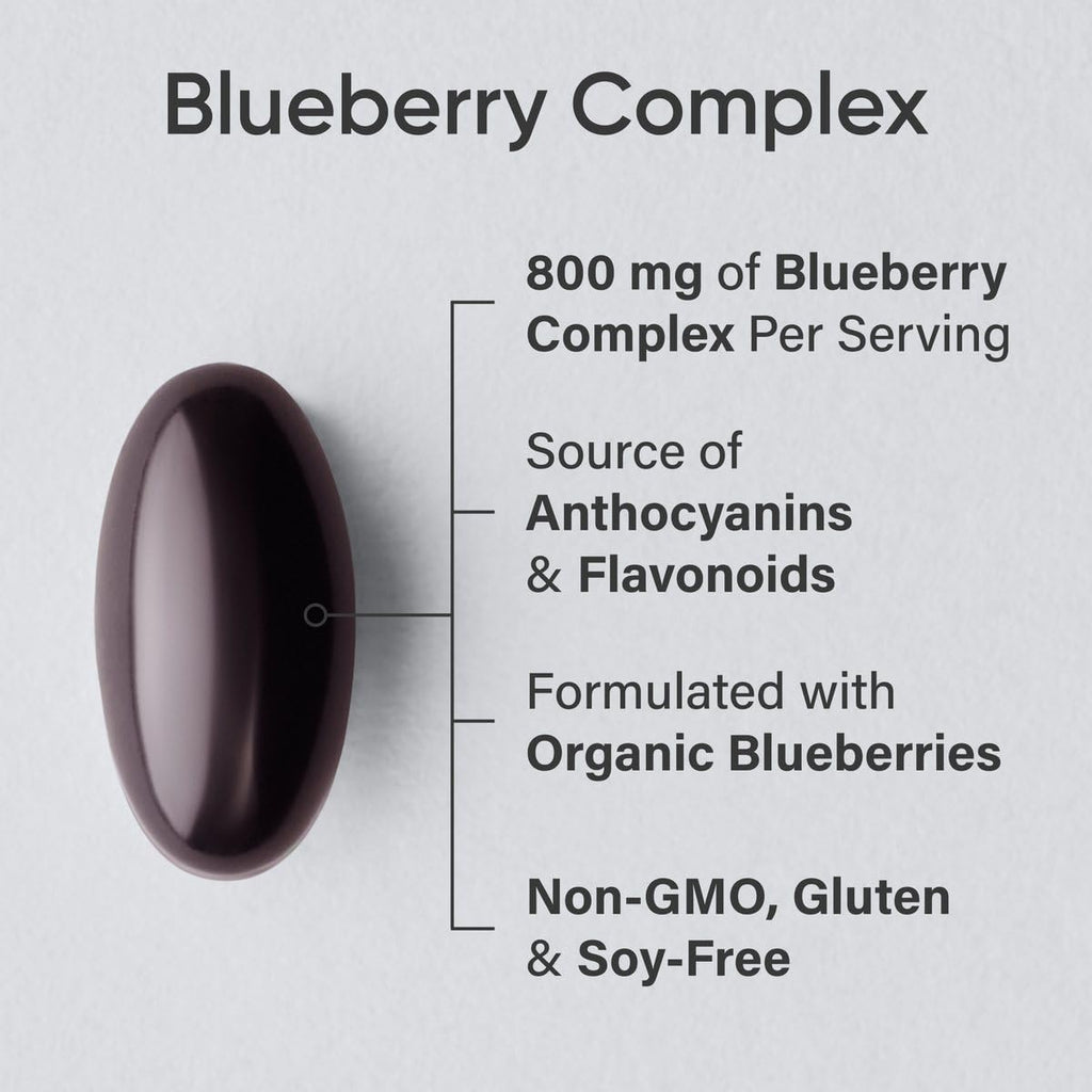 Sports Research Blueberry Capsules - Made from Organic Blueberries with Organic Extra Virgin Olive Oil - Non-GMO & Gluten Free - 60 Liquid Softgels