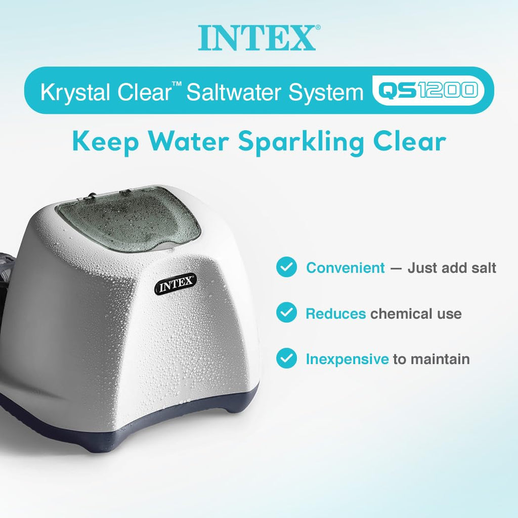 Intex Krystal Clear Saltwater Pool Chlorine System for Above Ground Pools up to 15,000 Gallons, Pool Cleaner with Automatic Timer and Self Cleaning
