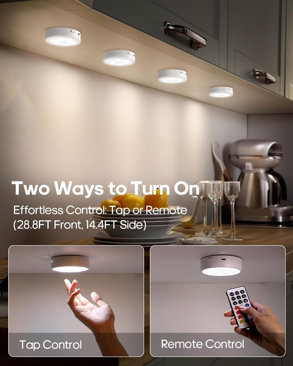 Puck Lights with Remote, Rechargeable 13 RGB Colors Tap Lights, 3 Pack