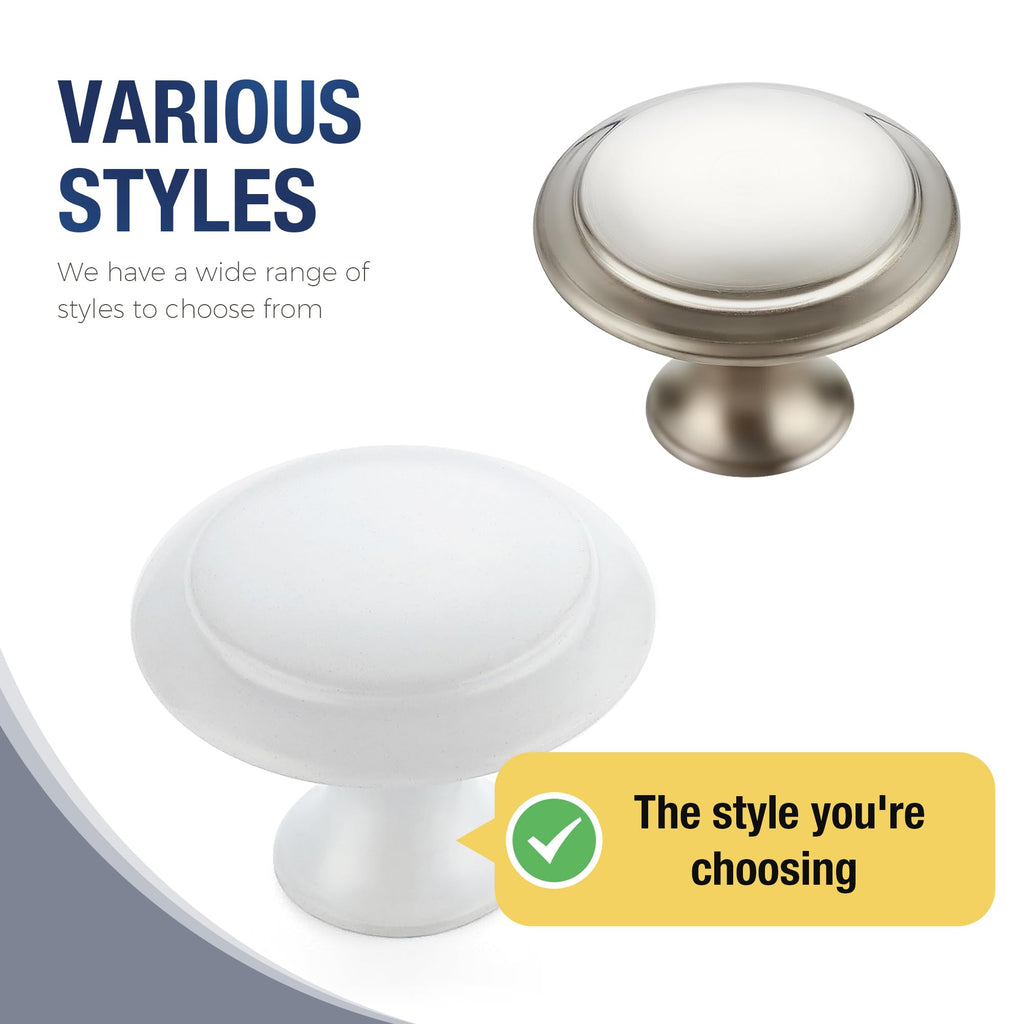 JOY DECOR 30 Pack White Cabinet Drawer Hardware 30mm Kitchen Cabinet Knobs Drawer Pulls with Installation Screws for Dressers Kitchens Cupboard