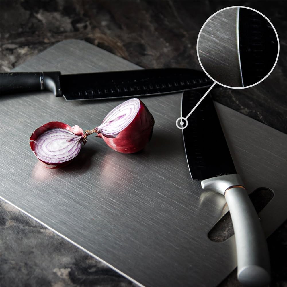 Titanium Cutting Boards - 100% Pure Titanium Cutting Boards for Kitchen - Cutting Edge Hygiene & Durability, Dishwasher Safe Ideal, Perfect for Various Cooking Tasks (14 x 10 in)