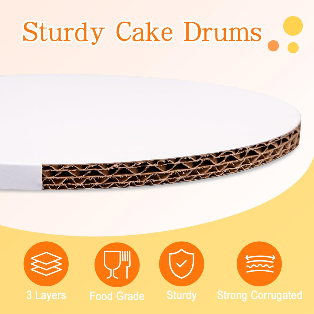 MEBRUDY 12 PCS Cake Boards 12 Inch Round,1/2 Inch Thick Sturdy Cake Drums, Food Grade White Cardboard Base Para Pastel for Wedding, Party, Bakery Home Display