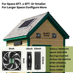 erifyng Solar Powered Fan with Battery, Rechargeable Solar Fan for Chicken Coop, Greenhouse, Shed, Outside with Two IPX7 Waterproof Exhaust Intake Fans 16.5Ft On/Off Switch Cable