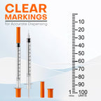 31G 1/4''(6mm) U-100 1mL/cc Lab Syringes Individually Wrapped, Pack of 100
