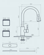 FORIOUS Gold Kitchen Faucet with Pull Down Sprayer, High Arc Single Handle Classic Stainless Steel Sink Faucet 1 or 3 Hole, Suitable for Farmhouse Camper Laundry Rv Bar