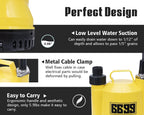6699 1/6HP Portable Utility Pump Submersible Small Backup Sump Pump Draining Tool to Remove Water from Flooding House Basement Pool Tankless Heater Flushing Pump with 10-Foot Cord SUB 1100