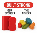 Multi-Purpose Sponges for Cleaning - Red 10 Pack, Large Sponges for Car Washing, Tile & Grout, Bulk Pack Sponge