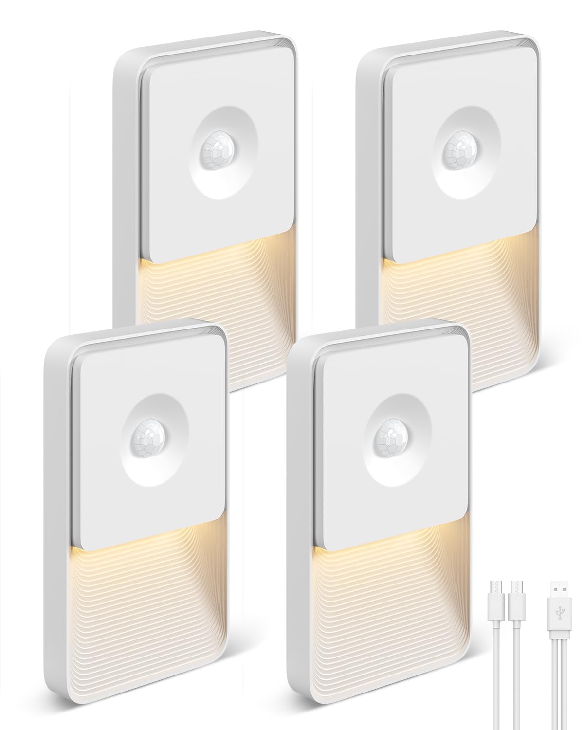GOODEA 4 Pack Motion Sensor Night Lights, Rechargeable Stair Lights Indoor